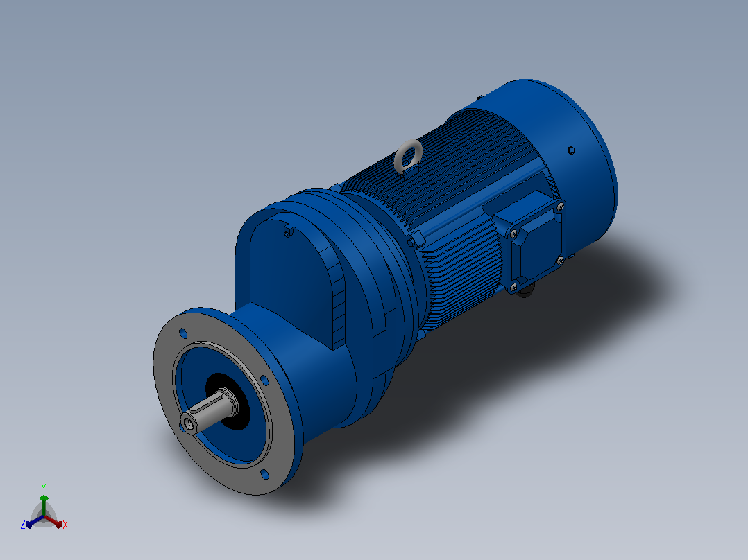 RXF57法兰轴伸式安装斜齿轮减速机RX57-Y0.37-4P-71-M1-0°-Φ160正等轴测图