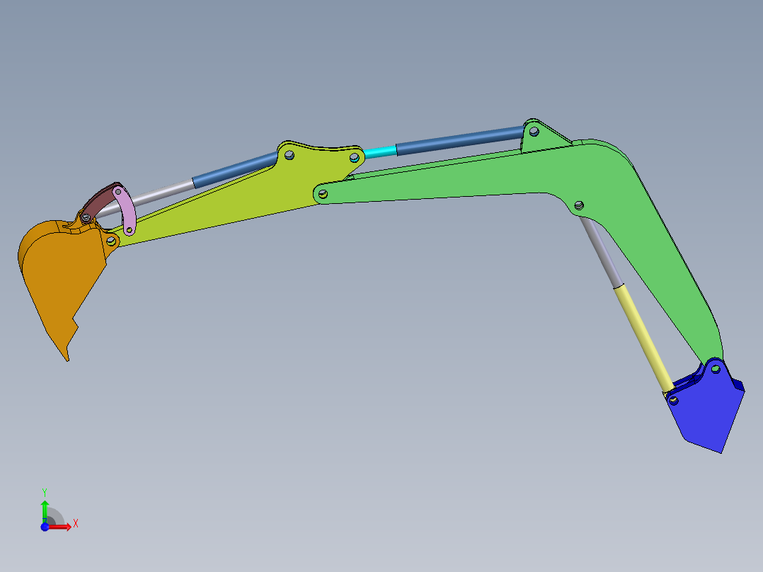 挖掘机主动臂（大臂）3D模型前视图