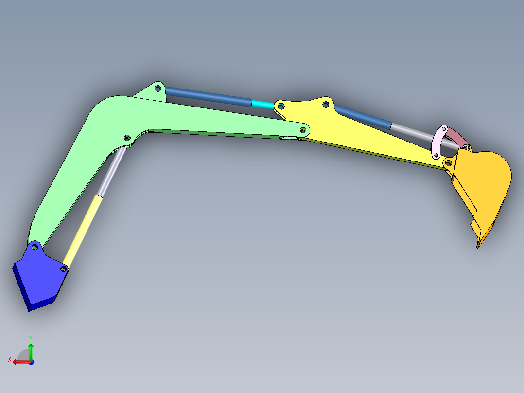 挖掘机主动臂（大臂）3D模型后视图