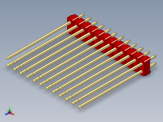 彩色公头100mil（2.54mm）系列-DS1021_red_2x12p_100mil_Type43_rev1.0正等轴测缩略图