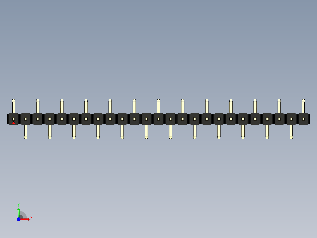 彩色公排针 100mil 2.54mm 系列-DS1022_black_25p_100mil_Type_SMT_R1_rev1.0前视图