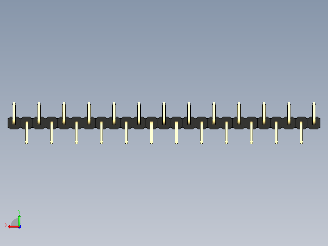 彩色公排针 100mil 2.54mm 系列-DS1022_black_25p_100mil_Type_SMT_R1_rev1.0后视图