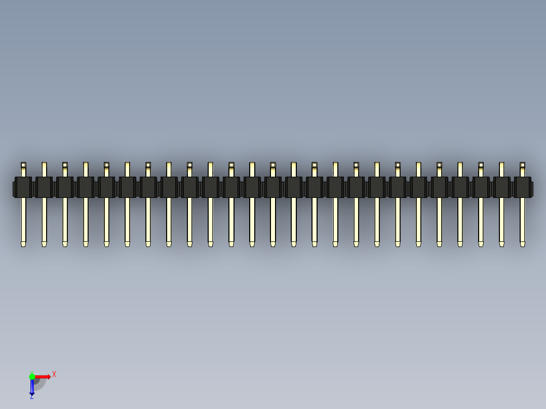 彩色公排针 100mil 2.54mm 系列-DS1022_black_25p_100mil_Type_SMT_R1_rev1.0俯视图