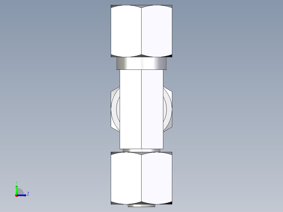 卡套式工业通用硬管接头EO_Swivel_nut_run_tee_EL08LCF左视图