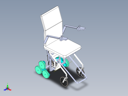 行星轮式电动爬楼轮椅10正等轴测缩略图