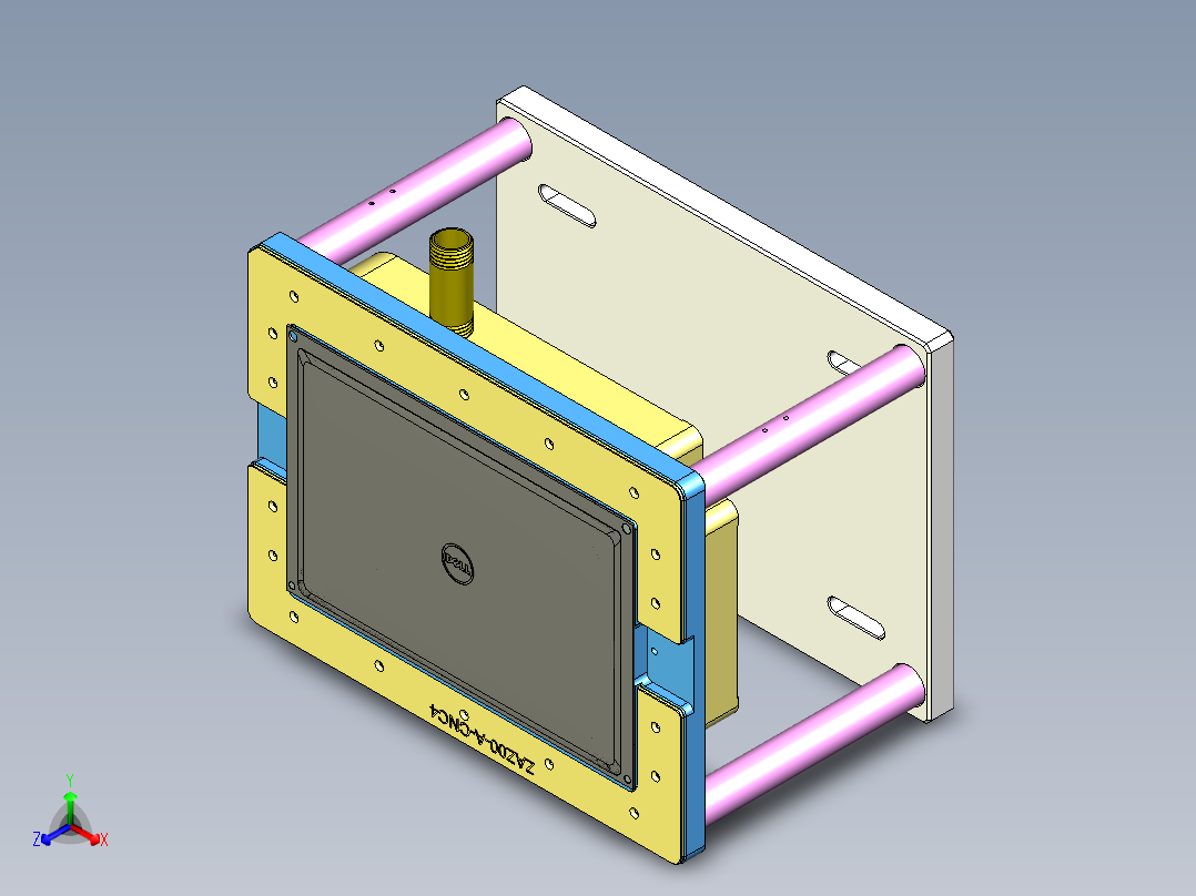 ZAZ00-A-笔记本CNC工装夹具三维模型CNC4铣弧度验证治具正等轴测图