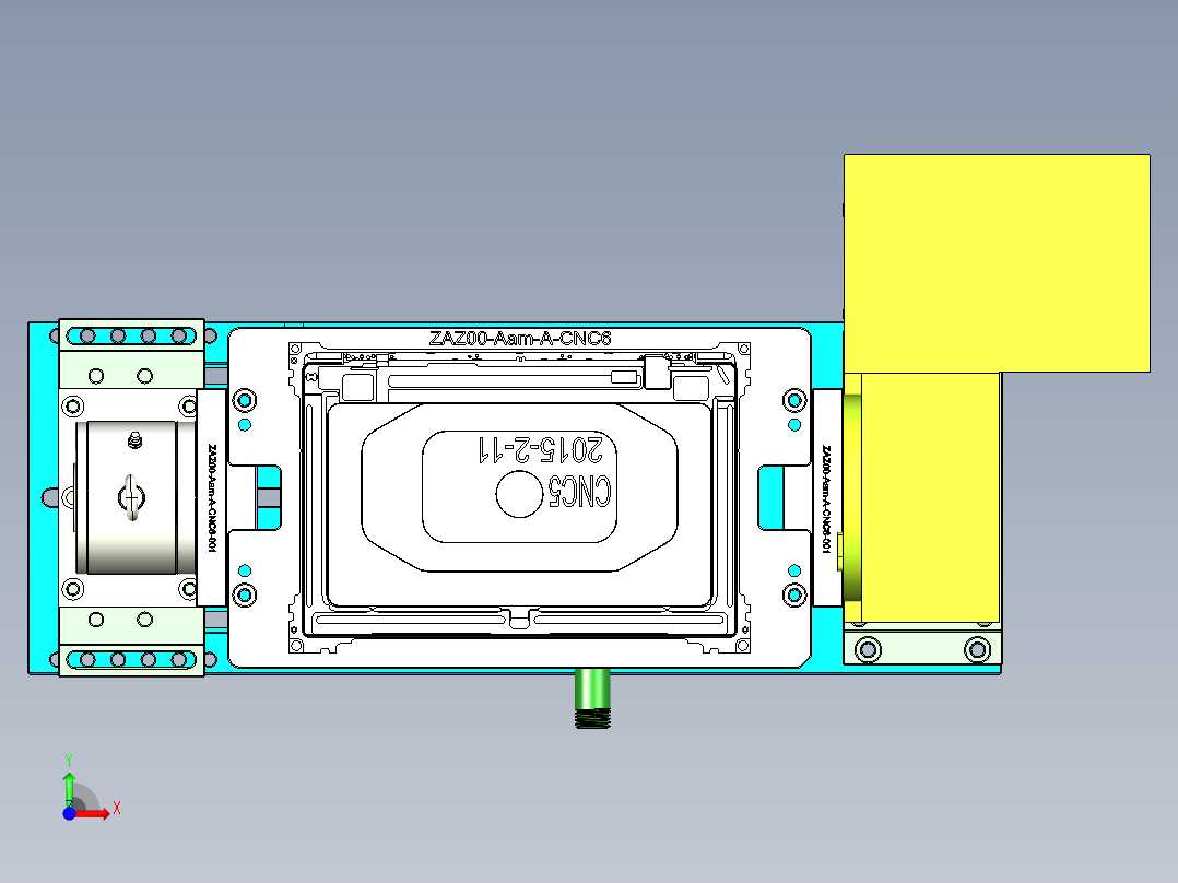 ZAZ00-Aam笔记本CNC工装夹具三维模型-CNC6-0210前视图