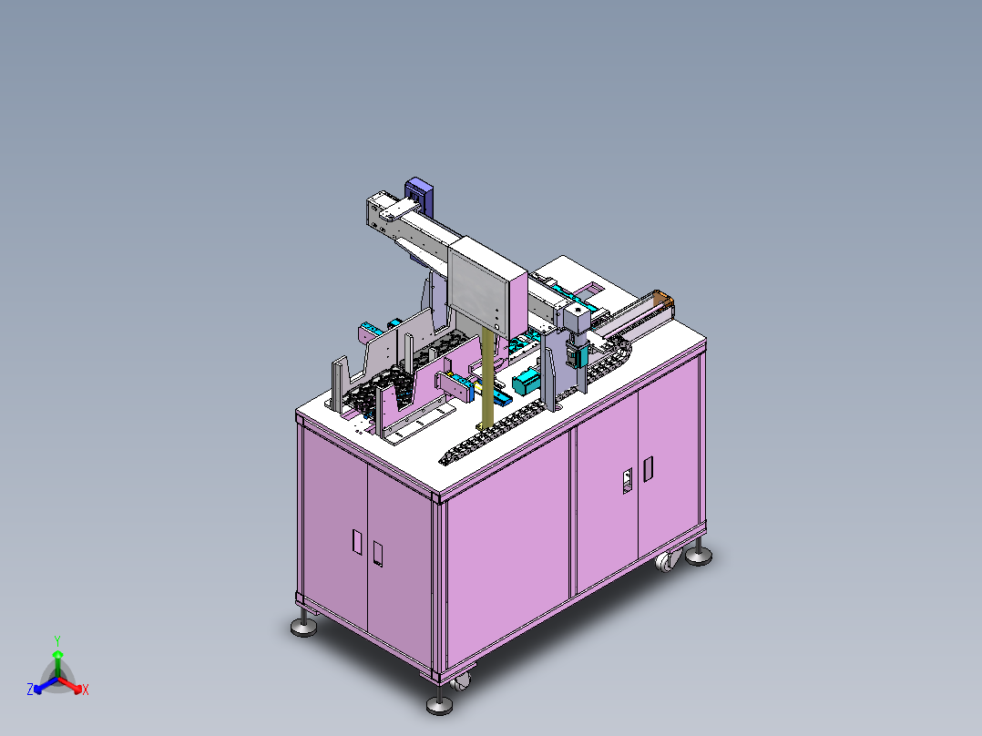 一种萃盘叠放上料设备sw18可编辑正等轴测图