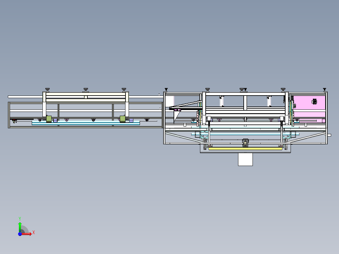 棒料超声波探伤及自动上下料设备sw18可编辑前视图