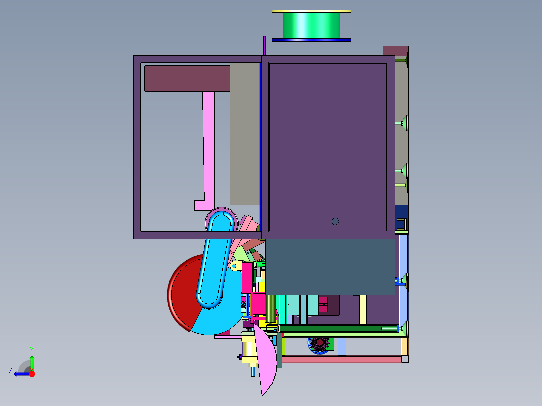 圆筒切割机械制造设备右视图