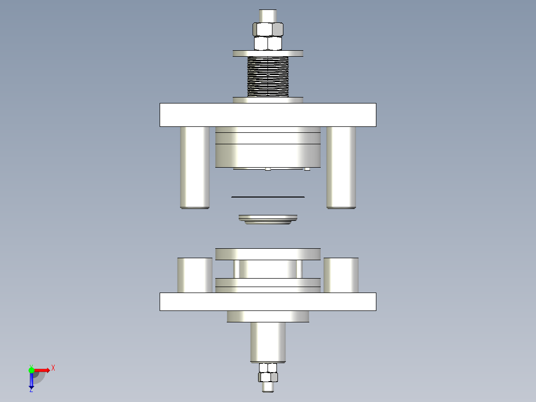 罩圈落料拉深冲孔翻边复合模俯视图