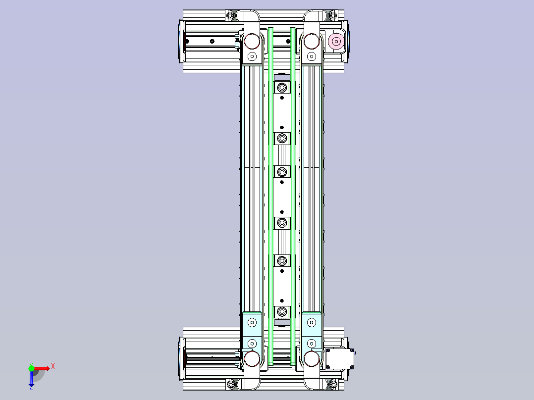 一款垂直输送机3D模型俯视图