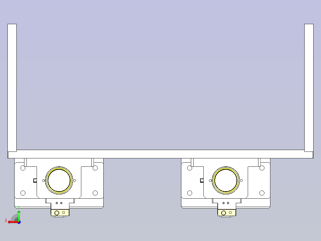 增压缸压轴承和齿轮机构3D图纸三维模型后视图