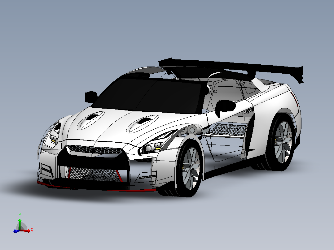 43-尼桑 GTR SolidWorks stp主视图