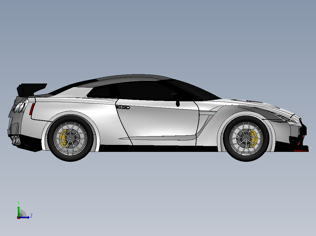 43-尼桑 GTR SolidWorks stp左视图