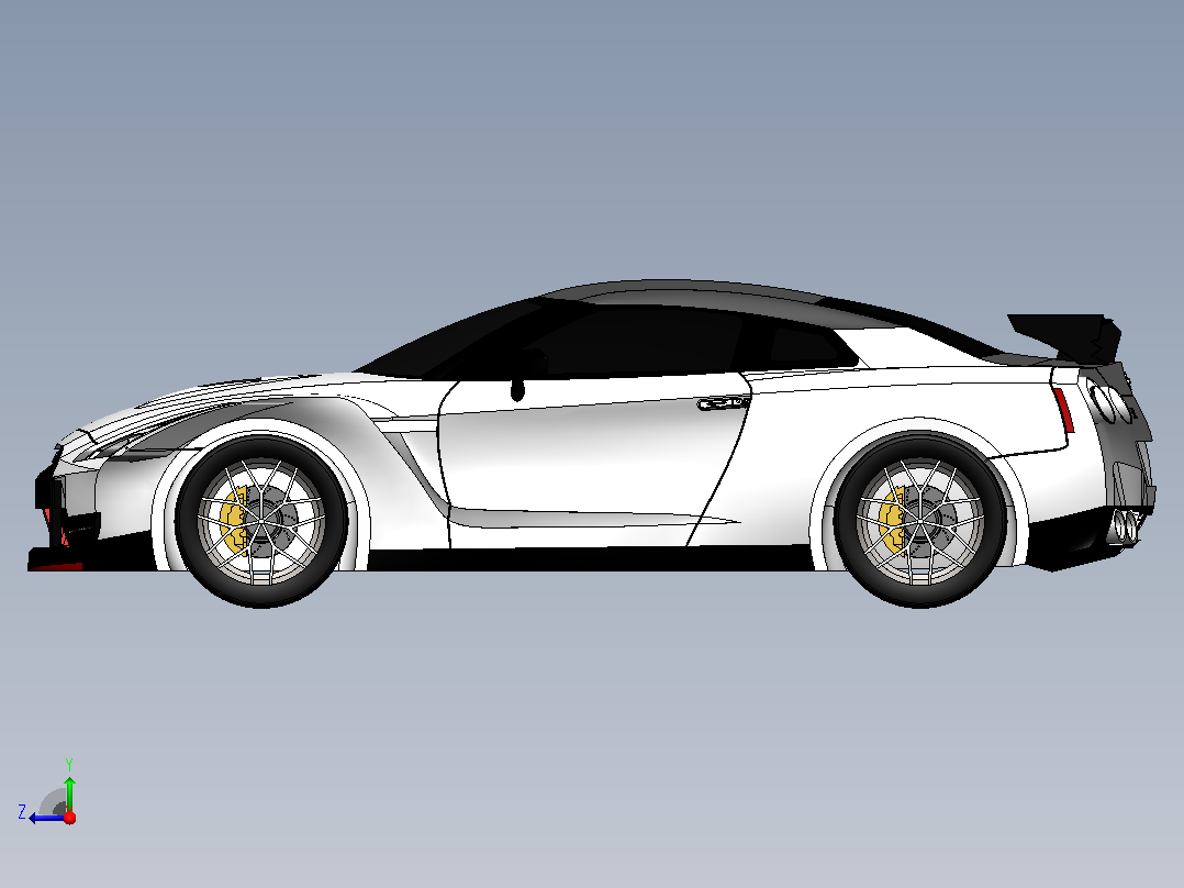 43-尼桑 GTR SolidWorks stp右视图