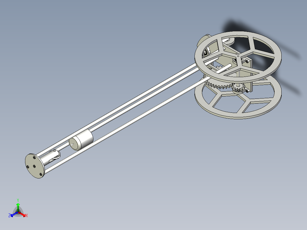 齿轮传动能走S型与8字型的无碳小车正等轴测图