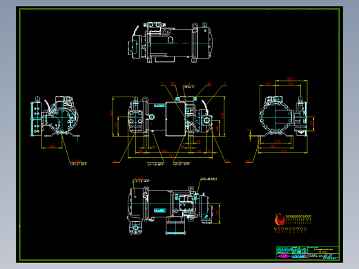 半封闭螺杆压缩机图纸(两张总图)