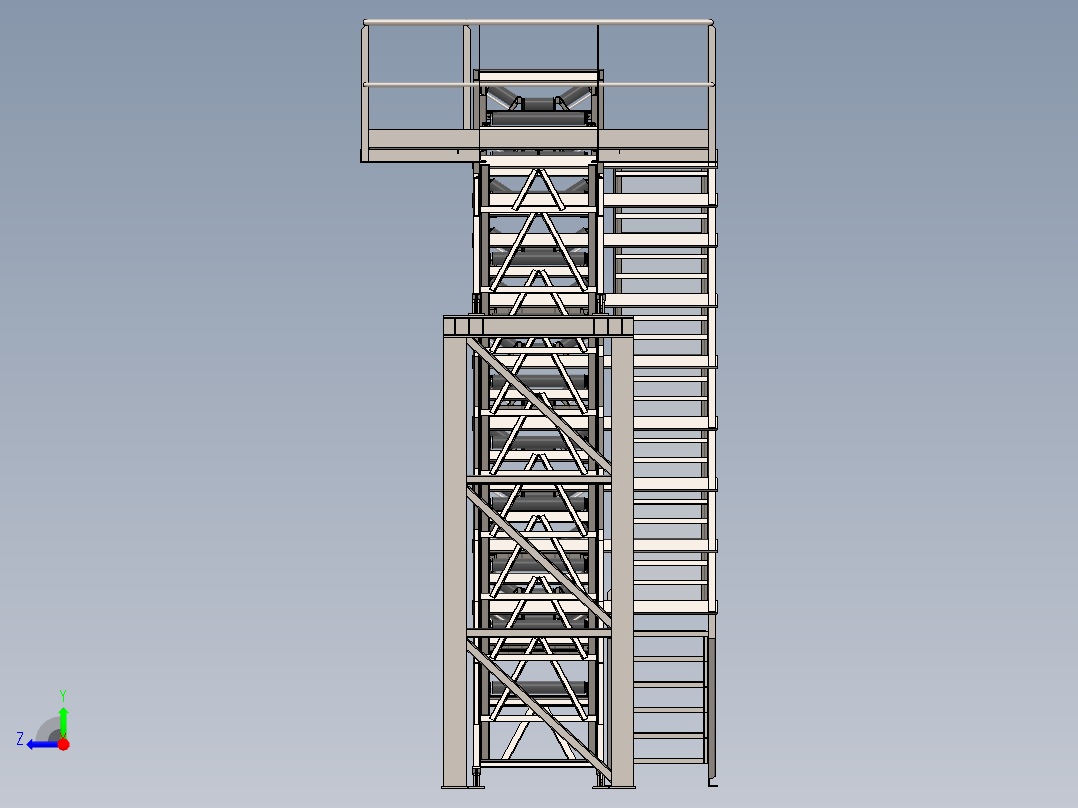CINTA输送带输送机结构3D图纸 Solidworks设计右视图