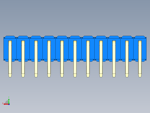 彩色公排针 100mil 2.54mm 系列-DS1022_blue_2x11p_100mil_TypeD_rev1.0后视缩略图