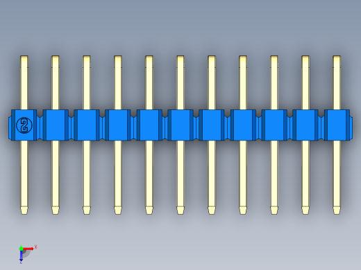 彩色公排针 100mil 2.54mm 系列-DS1022_blue_2x11p_100mil_TypeD_rev1.0俯视缩略图
