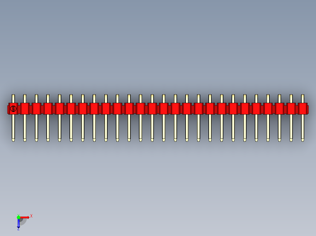 彩色公排针 100mil 2.54mm 系列-DS1022_red_1x26p_100mil_TypeD_rev1.0俯视图