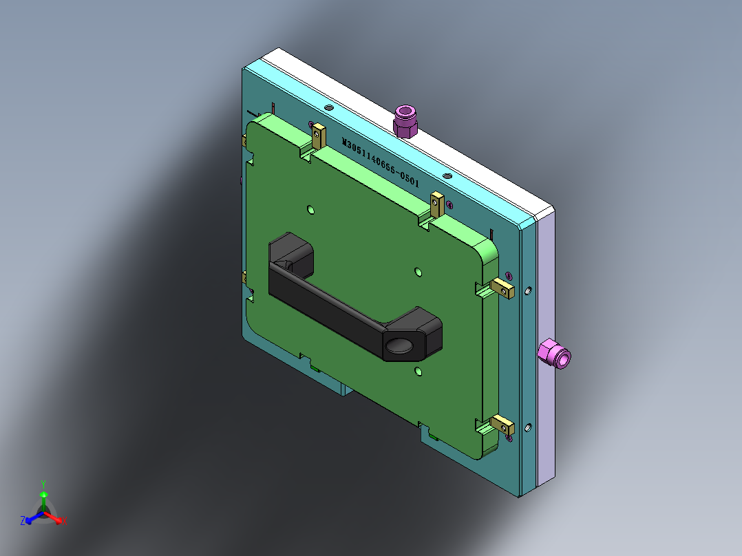 贴胶治具-1出4正等轴测图