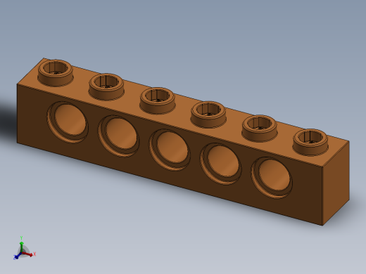 乐高机械组积木（横梁）-4294620 - 3894 Bright Orange Technic Brick 1 x 6 with Holes