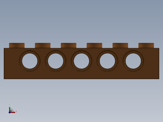 乐高机械组积木（横梁）-4294620 - 3894 Bright Orange Technic Brick 1 x 6 with Holes前视缩略图