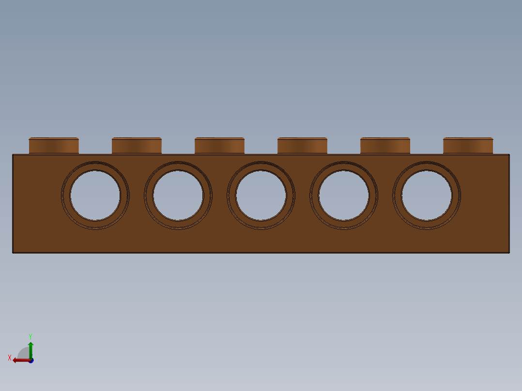 乐高机械组积木（横梁）-4294620 - 3894 Bright Orange Technic Brick 1 x 6 with Holes后视图