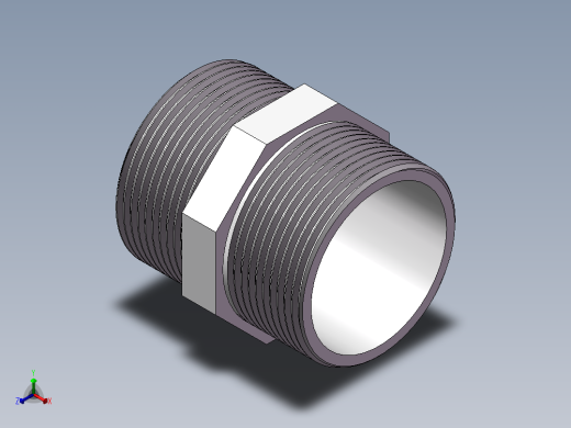 对丝-六角等径 DN40正等轴测缩略图
