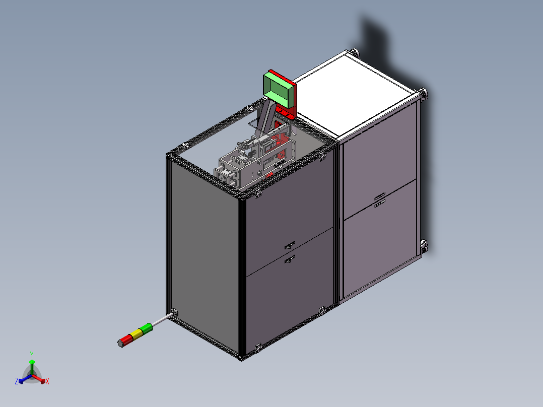 电容剪脚折弯成型机（sw18可编辑+工程图+bom）正等轴测图