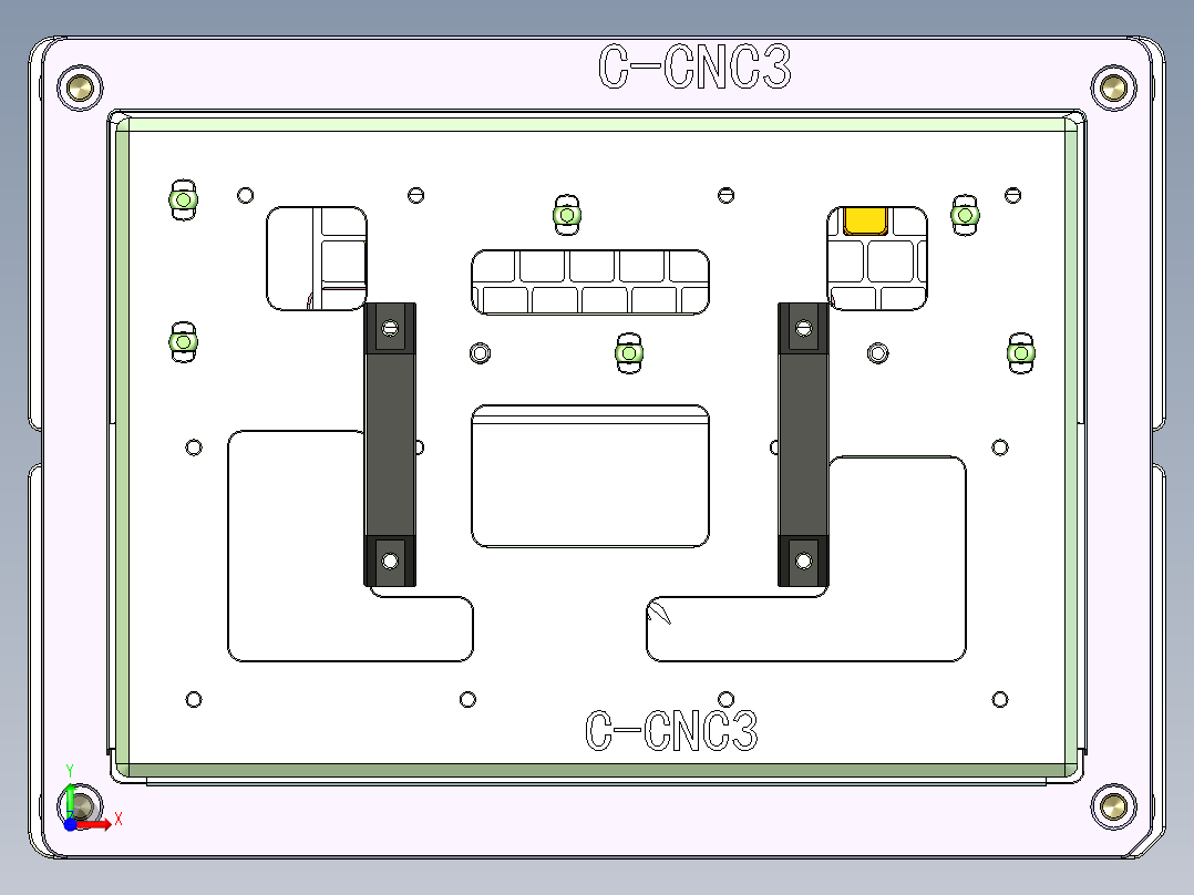 ROG键盘壳铣外形C角治具模型前视图