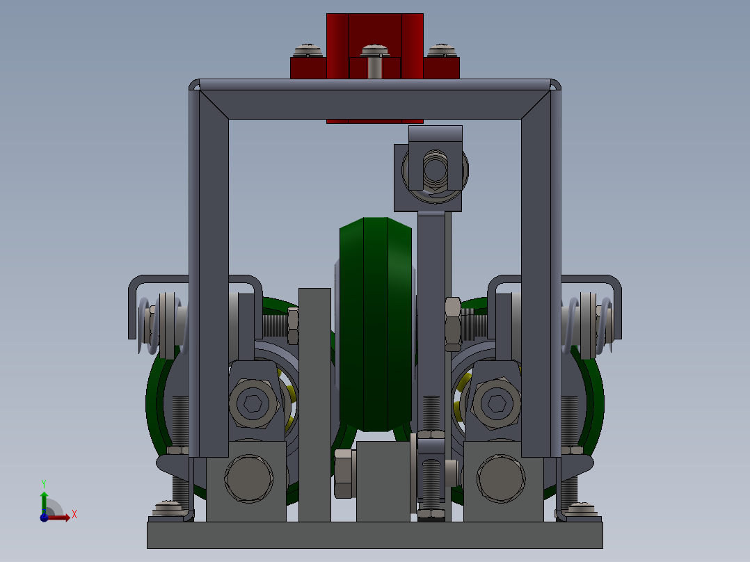 克拉克叉车上下滑轮系统的直线无倾斜滑轮装置前视图