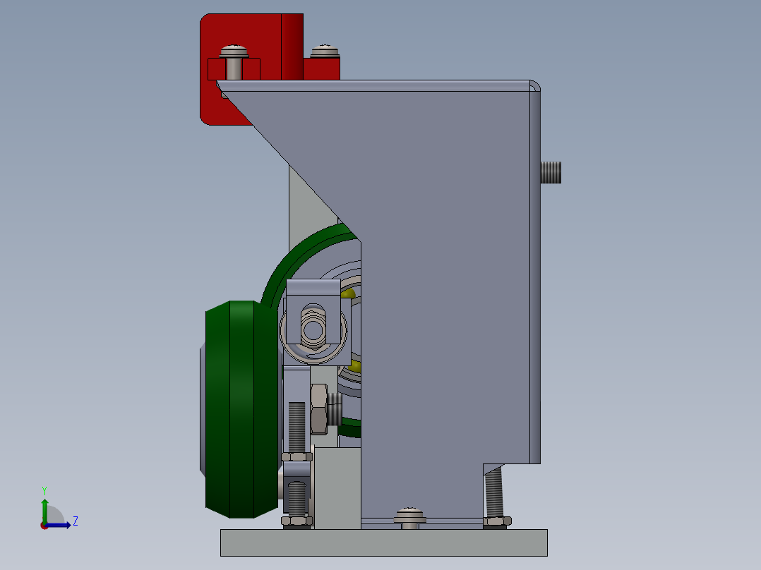 克拉克叉车上下滑轮系统的直线无倾斜滑轮装置左视图