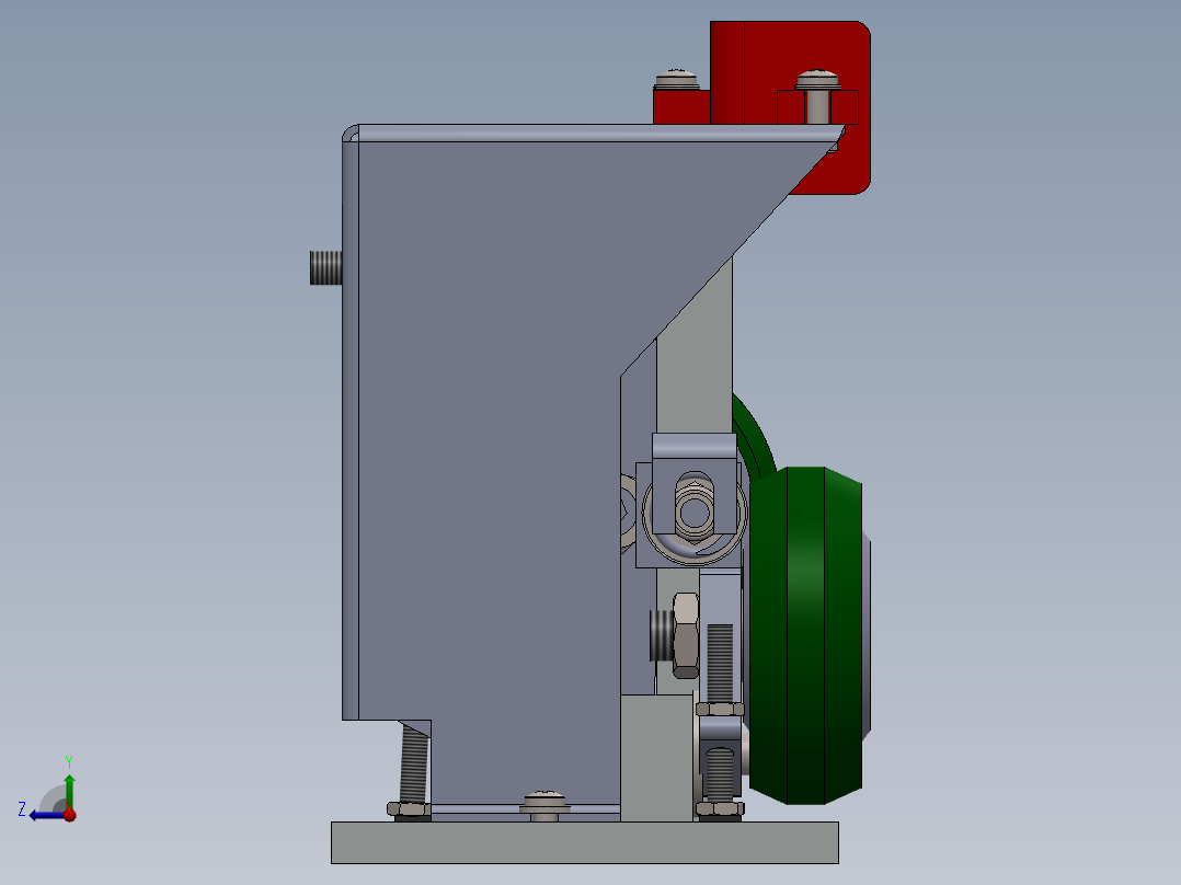 克拉克叉车上下滑轮系统的直线无倾斜滑轮装置右视图