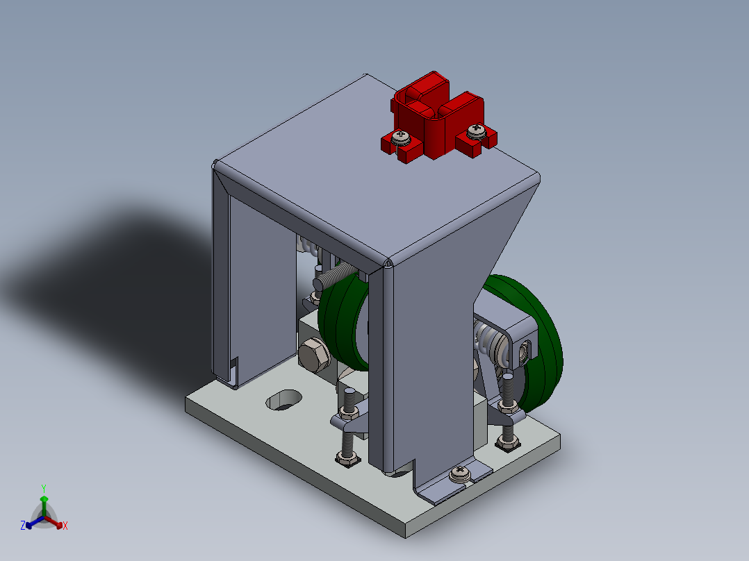 克拉克叉车上下滑轮系统的直线无倾斜滑轮装置正等轴测图
