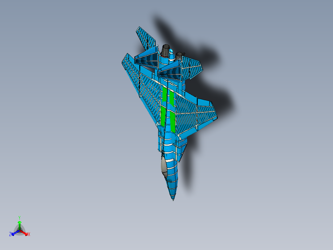 B3004200-F-15鹰式固体组件模型正等轴测图