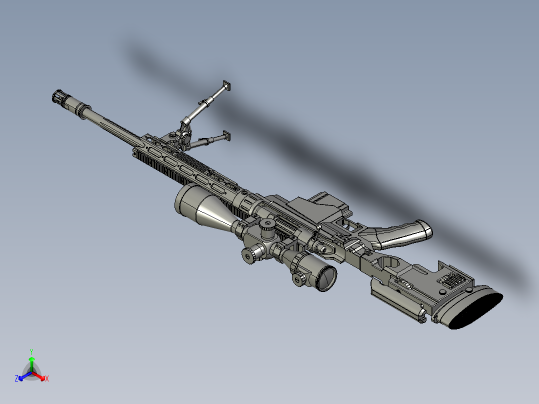 手枪左轮冲锋枪老式狙击步枪设计3D图纸Snipe XM2010 crg stp正等轴测图