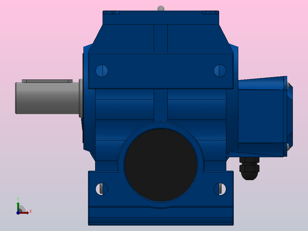 S67底脚轴伸式安装斜齿-蜗轮蜗杆减速机S67-YV0.55-4P-170.4-M1-0°-B前视图