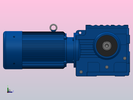 S67底脚轴伸式安装斜齿-蜗轮蜗杆减速机S67-YV0.55-4P-170.4-M1-0°-B左视缩略图
