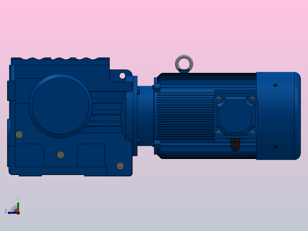 S67底脚轴伸式安装斜齿-蜗轮蜗杆减速机S67-YV0.55-4P-170.4-M1-0°-B右视图