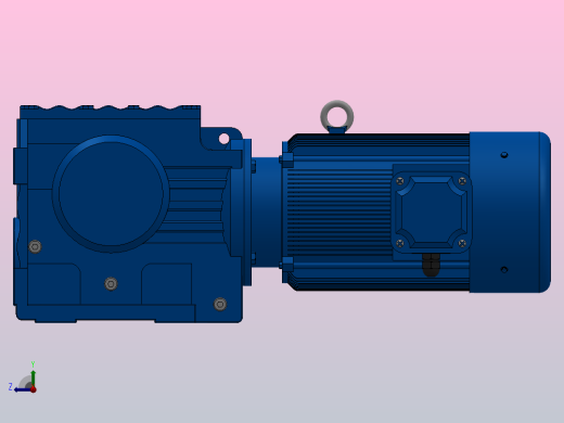 S67底脚轴伸式安装斜齿-蜗轮蜗杆减速机S67-YV0.55-4P-170.4-M1-0°-B右视缩略图