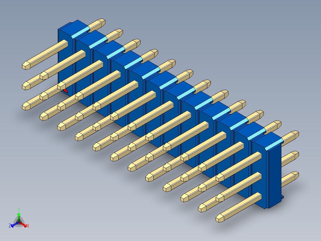 彩色公头100mil（2.54mm）系列-DS1021_blue_3x12p_100mil_Type1_rev1.0主视图