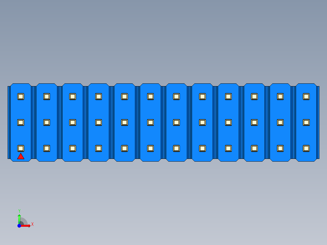 彩色公头100mil（2.54mm）系列-DS1021_blue_3x12p_100mil_Type1_rev1.0前视图