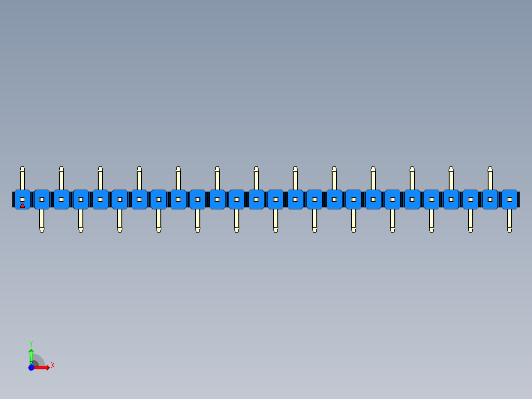 彩色公排针 100mil 2.54mm 系列-DS1022_blue_26p_100mil_Type_SMT_R1_rev1.0前视图