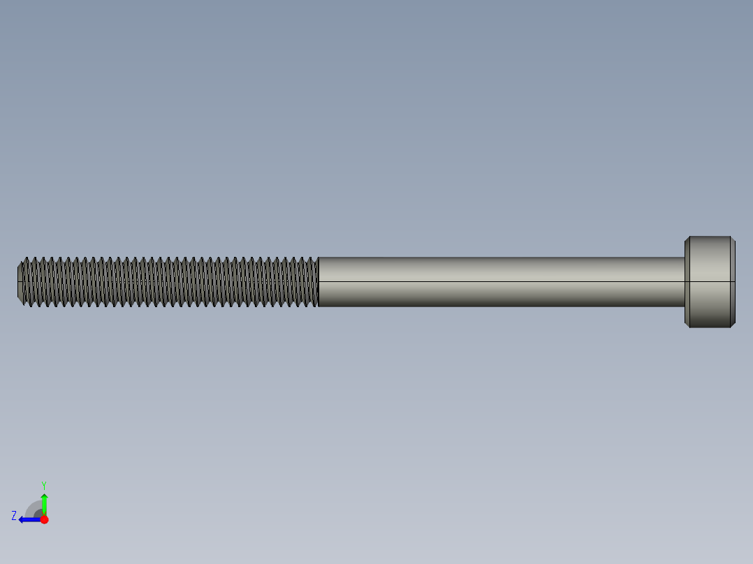 M3 x 0.5mm Thread 40mm LONG SOCKET HEAD CAP SCREW.STEP右视图