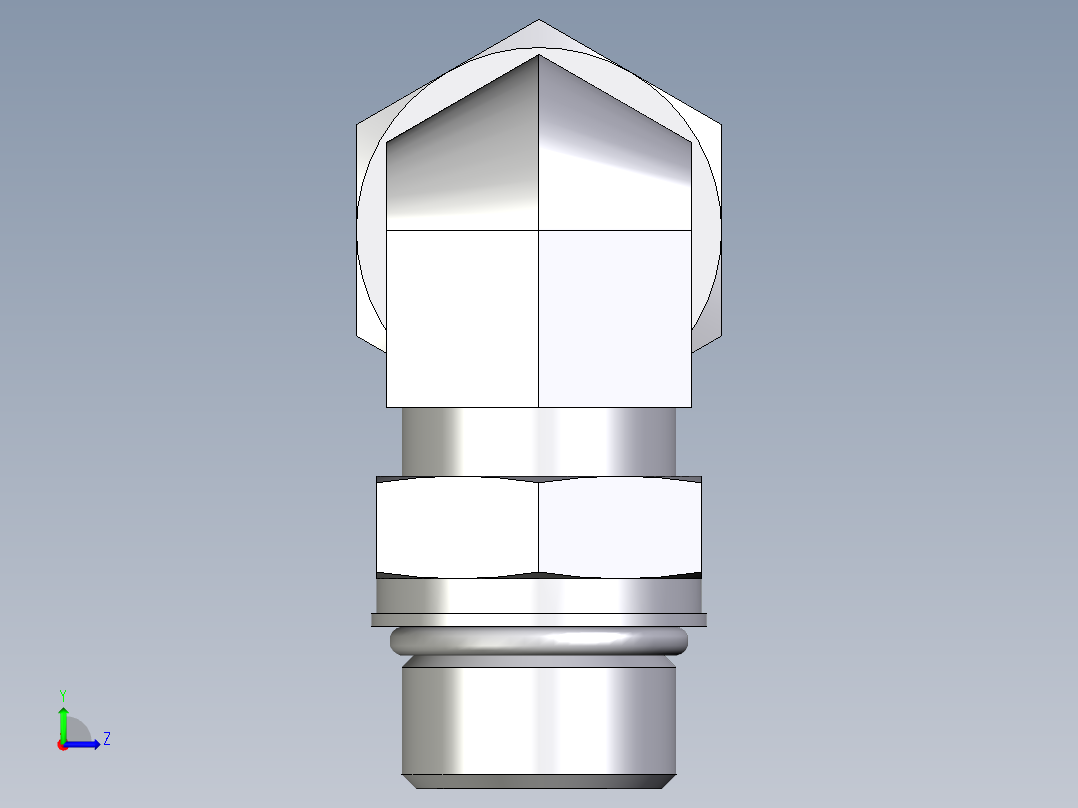 卡套式工业通用硬管接头EO_Adjustable_Locknut_elbow_WEE20SMORCF左视图