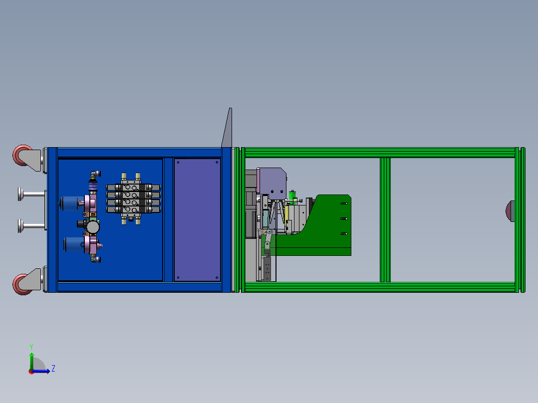 A35导槽定长裁断机（sw18可编辑+工程图+bom)左视图