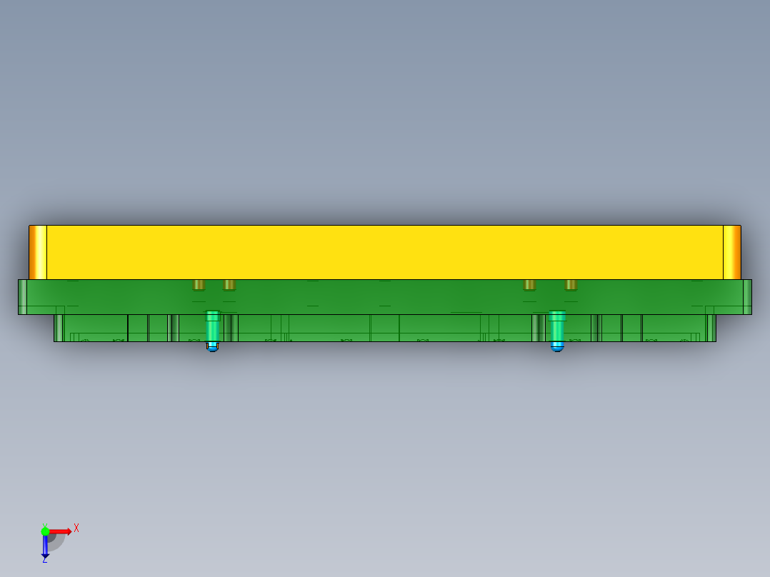 PG1-A-CNC3笔记本CNC工装夹具三维模型铣去除包胶料头+Hinge转轴孔-210622俯视图